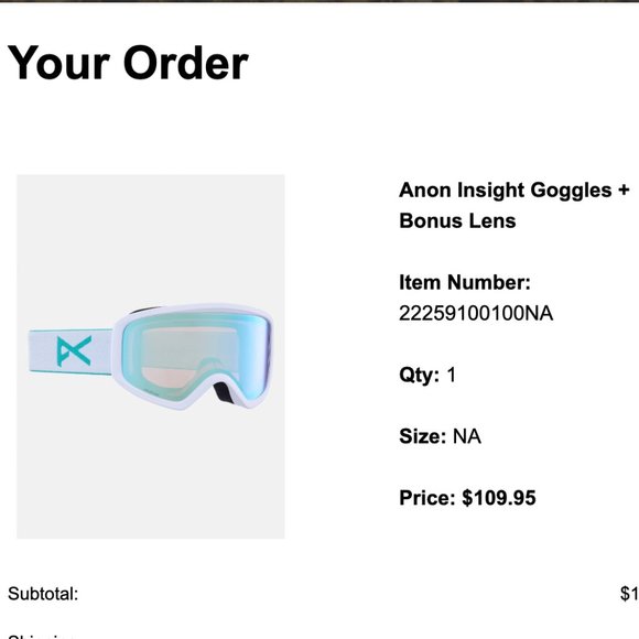 Women's Anon Burton Insight Goggle with Spare Lens - Picture 1 of 7